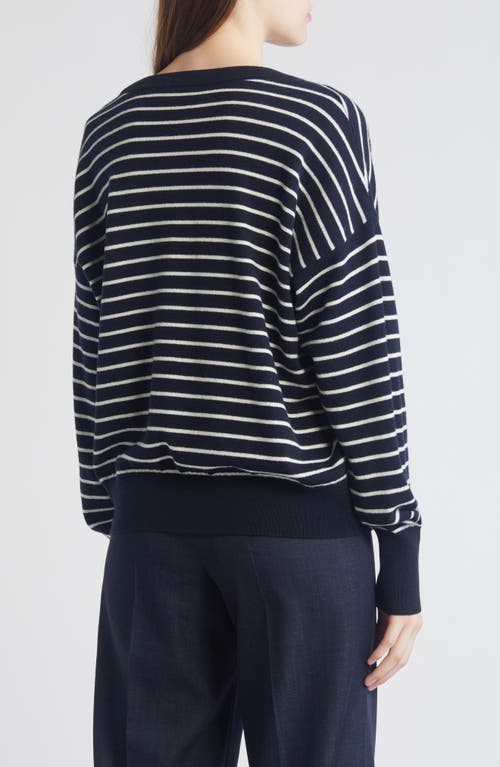 Hugo Boss Boss Stripe Wool & Cashmere V-neck Sweater In Black Stripe