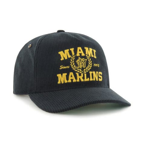 Men's '47 Black Miami Marlins Laurus Corduroy Hitch Snapback Hat