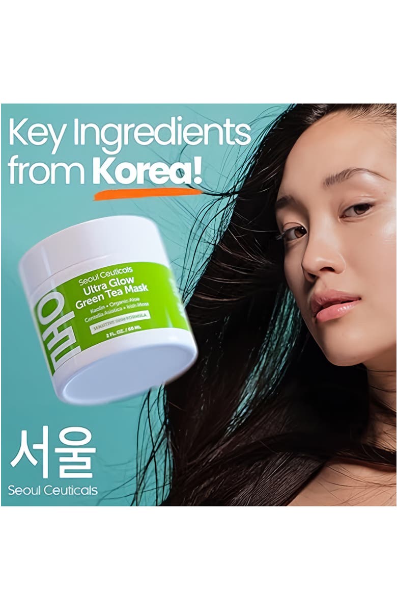 Seoul Ceuticals Ultra Glow Korean Skincare Green Tea Mask, Alternate, color, Clear