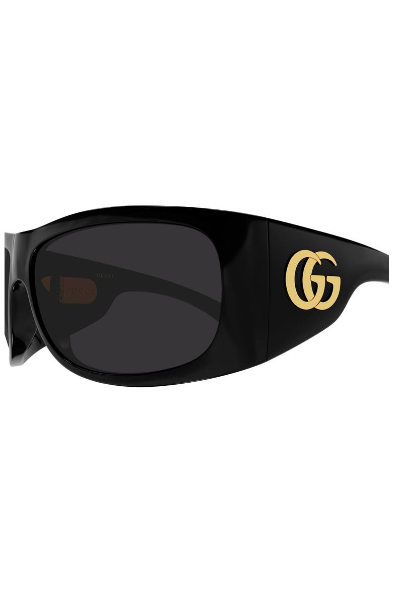 66mm Oversize Geometric Sunglasses, Alternate, color, BLACK