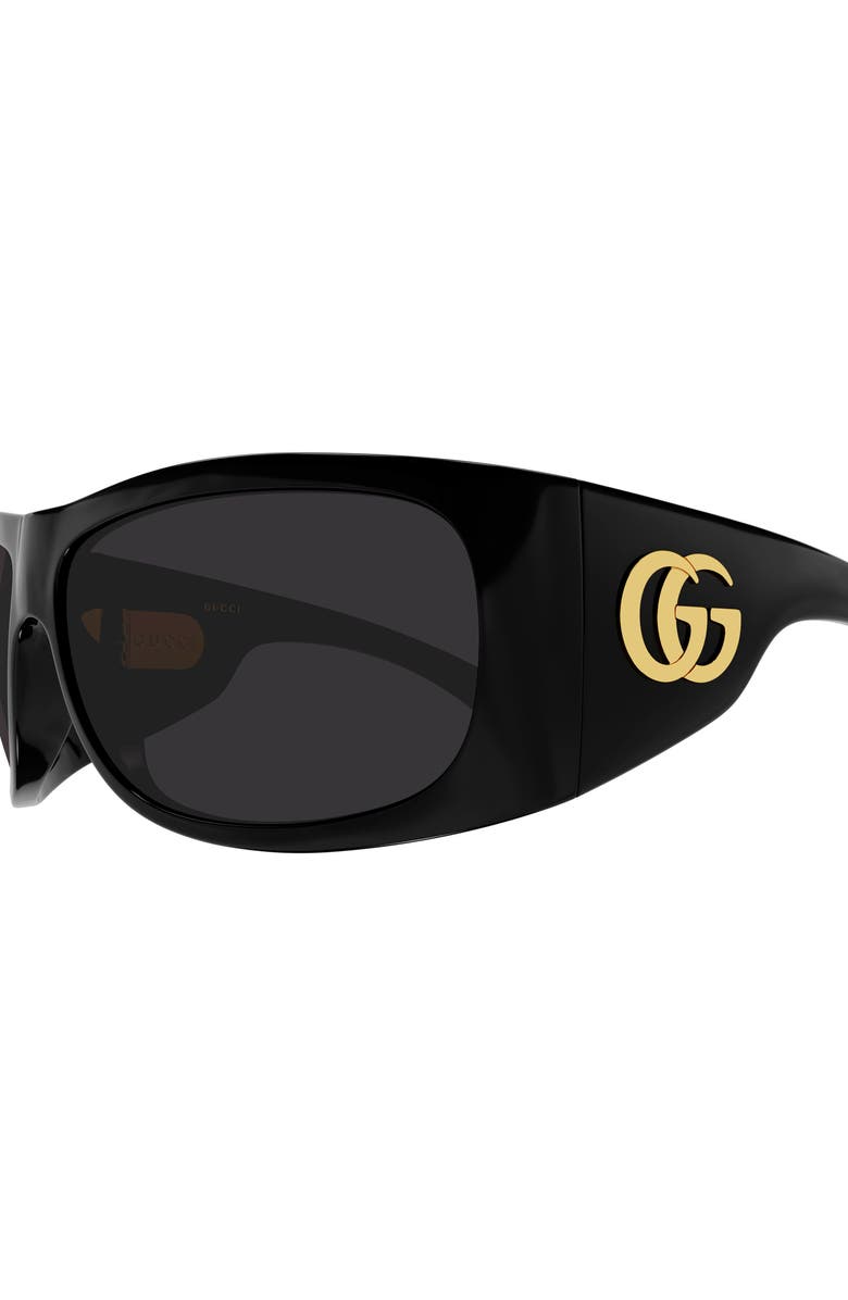 Gucci 66mm Oversize Geometric Sunglasses, Alternate, color, Black