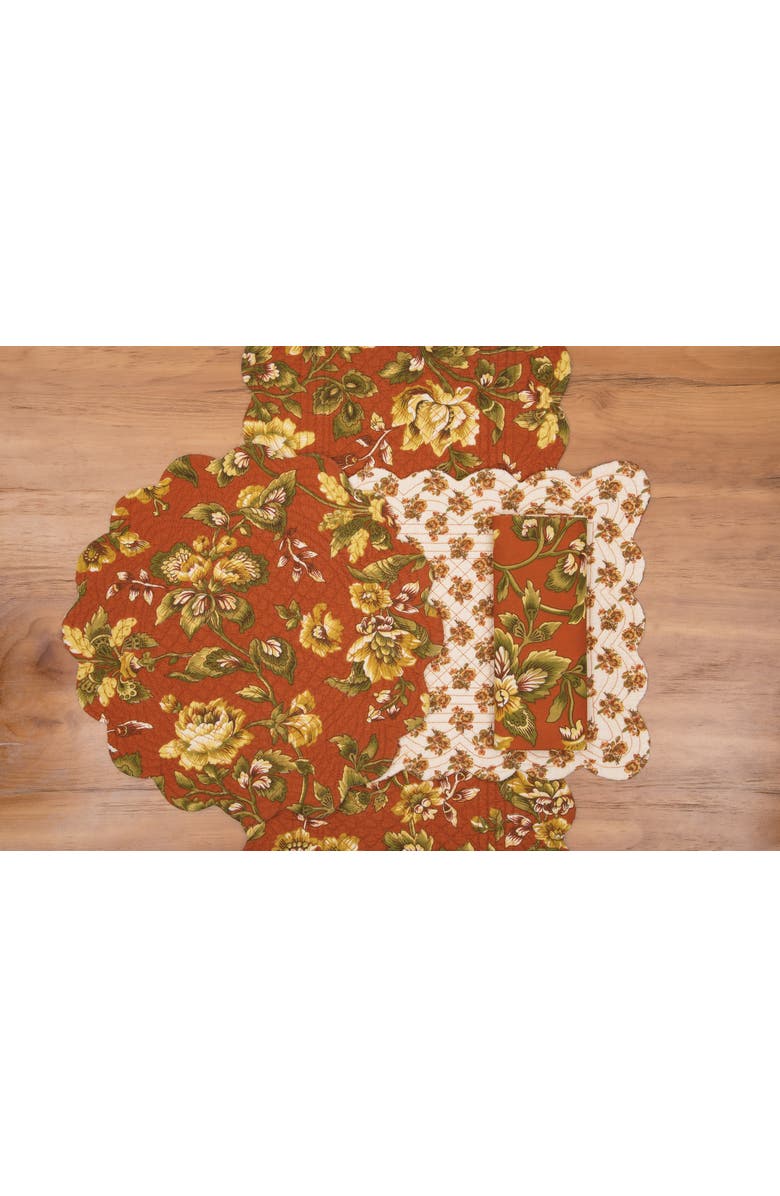 C&F Home Estelle Reversible Floral Damask Napkin Set of 6, Alternate, color, Orange