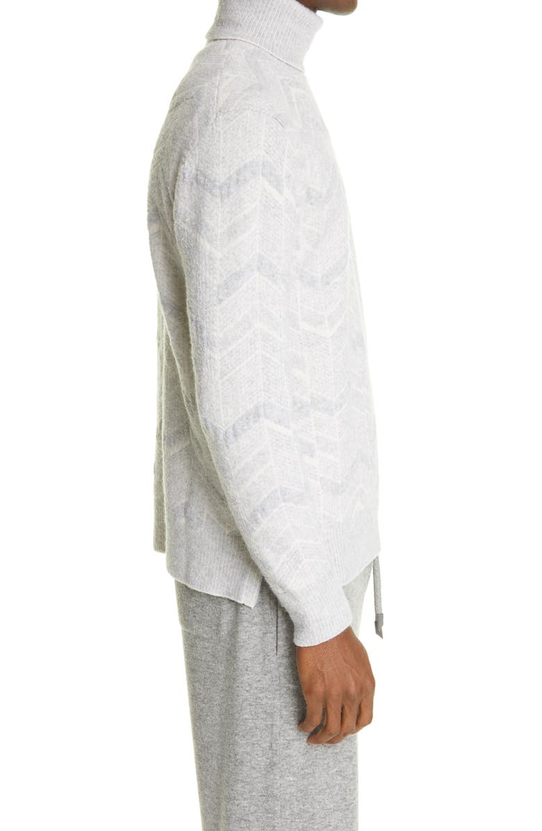 ZEGNA Herringbone Cashmere & Wool Turtleneck Sweater, Alternate, color, 