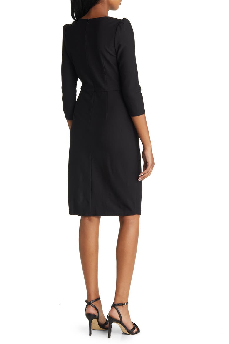 Pleated Long Sleeve Dress, Alternate, color, BLACK