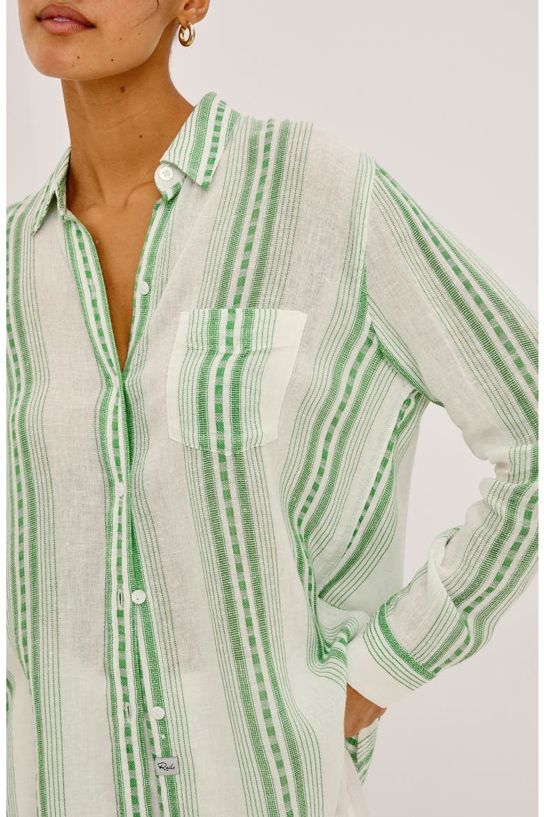 Charli Stripe Linen Blend Button-Up Shirt, Alternate, color, MARGARITA STRIPE