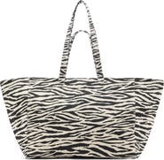 MANGO Zebra Canvas Shopper Bag
