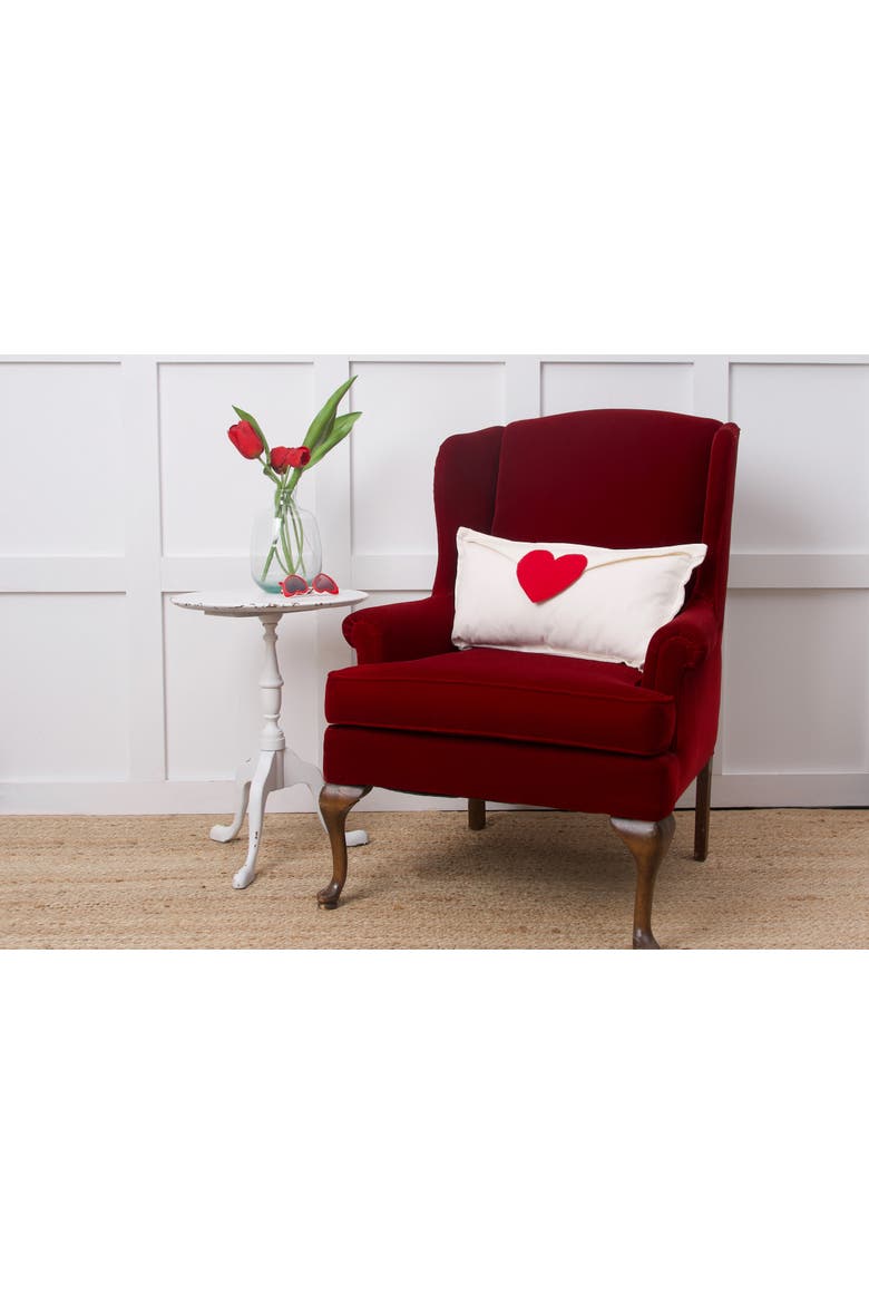Love Letter Heart Valentine's Day Cotton Blend Mini Accent Pillow 12" x 24", Alternate, color, Red