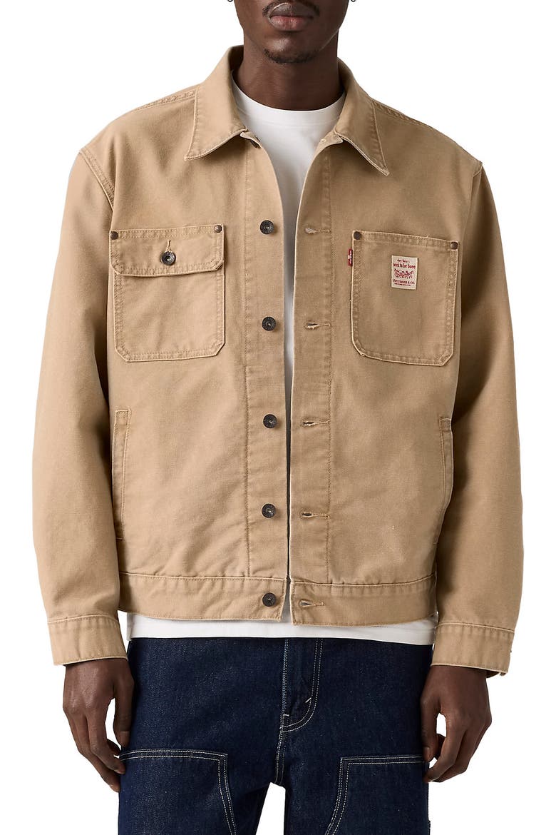 Sunrise Cotton Canvas Trucker Jacket, Main, color, TIGERS EYE