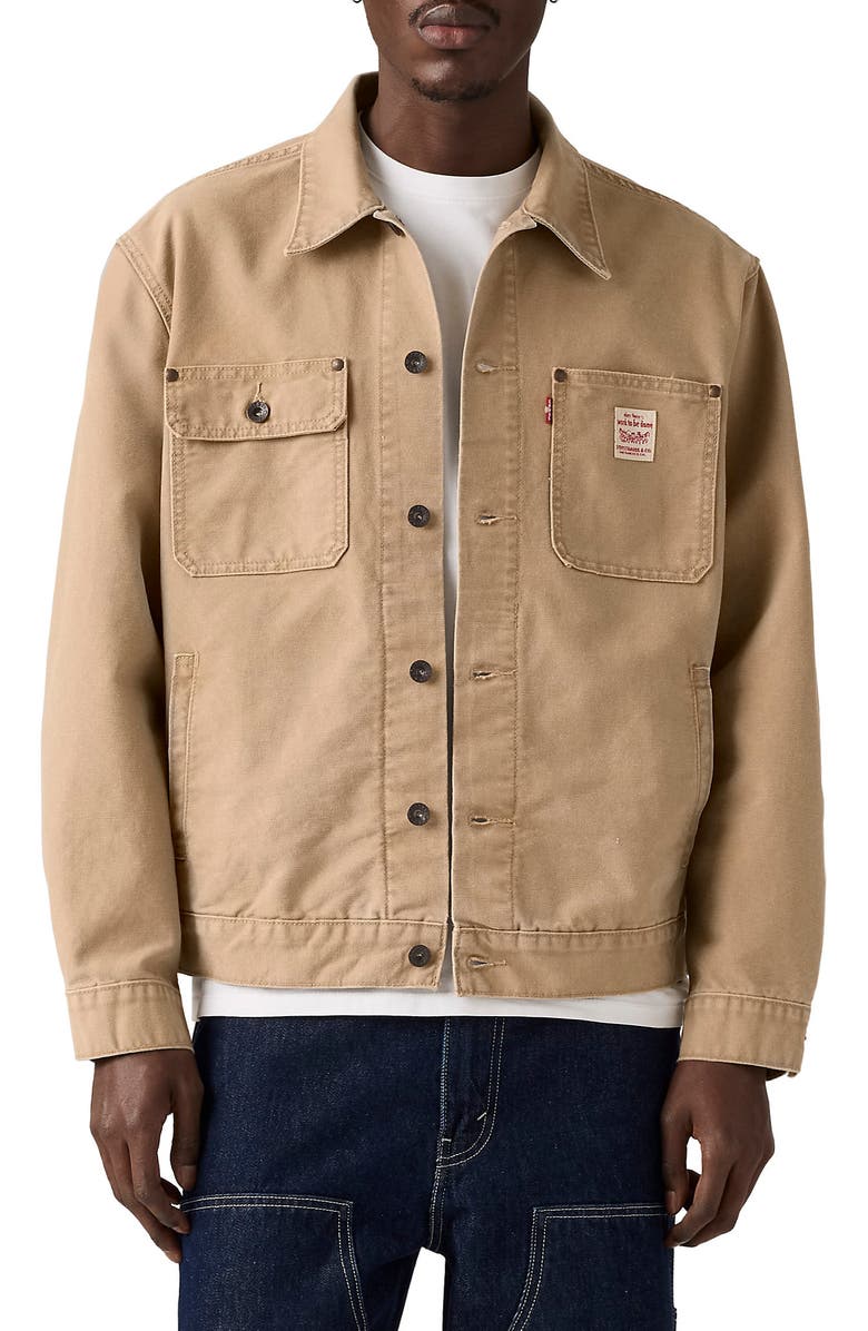 Levi's Sunrise Cotton Canvas Trucker Jacket, Main, color, Tigers Eye