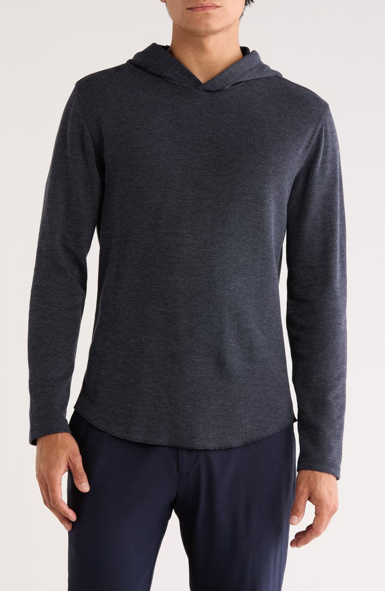 Vince Rib Flat Hoodie, Main, color, Coastal/ Off White