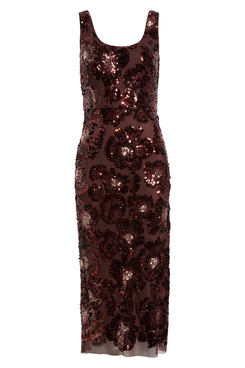 Sequin Sleeveless Midi Dress, Alternate, color, CHOCOLATE