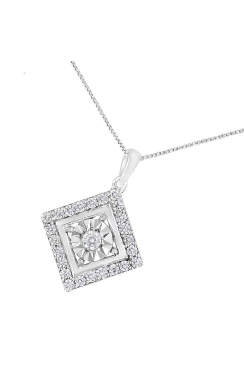 10KT White Gold 1/2 cttw Diamond Square Pendant Necklace, Alternate, color, White