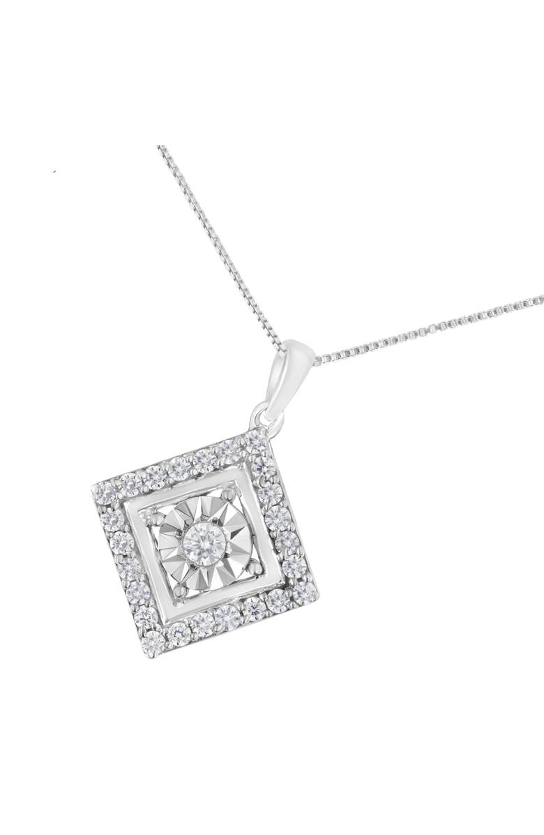 Haus of Brilliance 10KT White Gold 1/2 cttw Diamond Square Pendant Necklace, Alternate, color, White