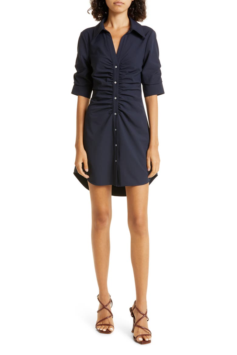 Elina Gathered Shirtdress, Main, color, NAVY