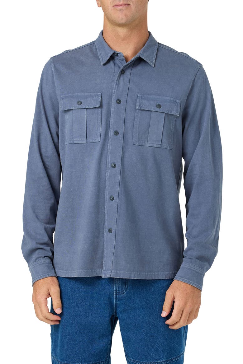 OG Long Sleeve Cotton Button Front Shirt, Main, color, BLUE