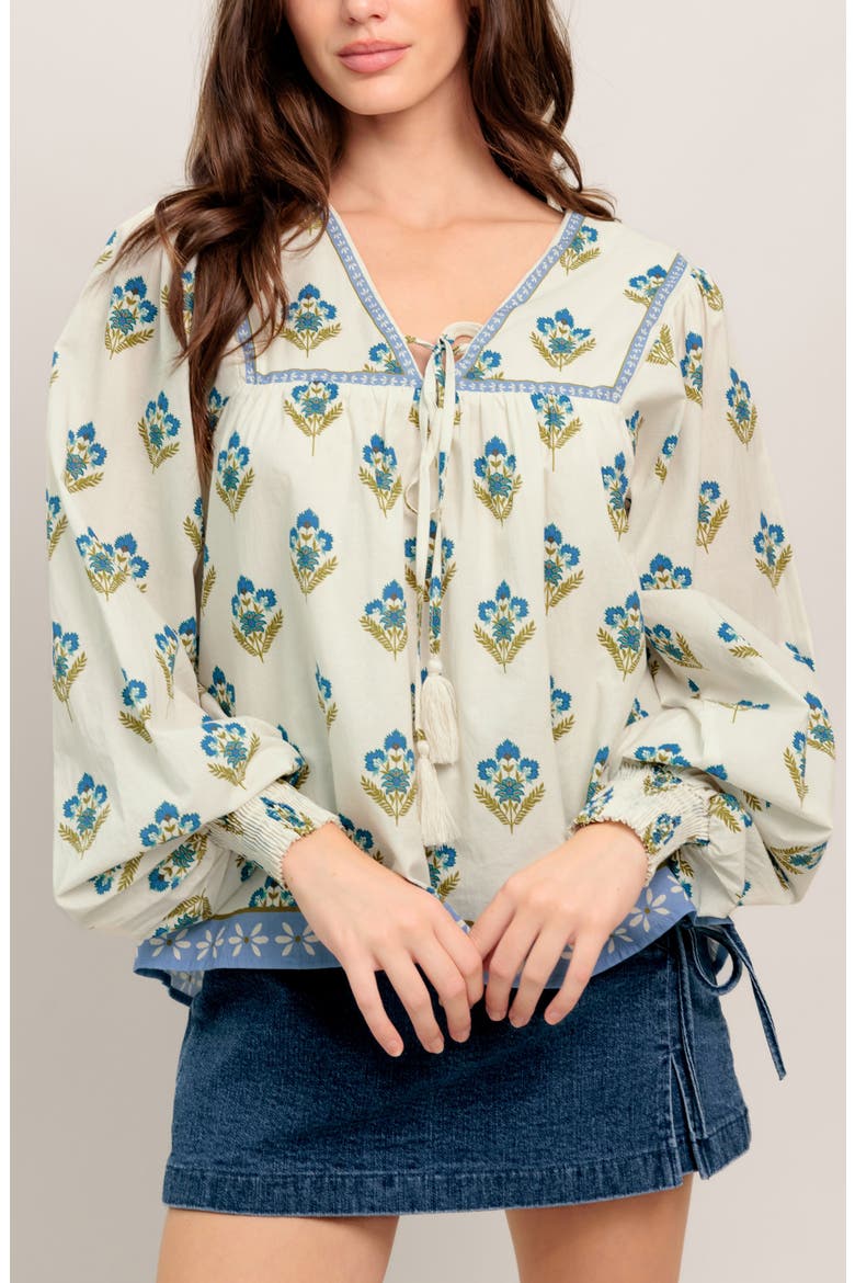 Printed Woven Top, Alternate, color, IVORY