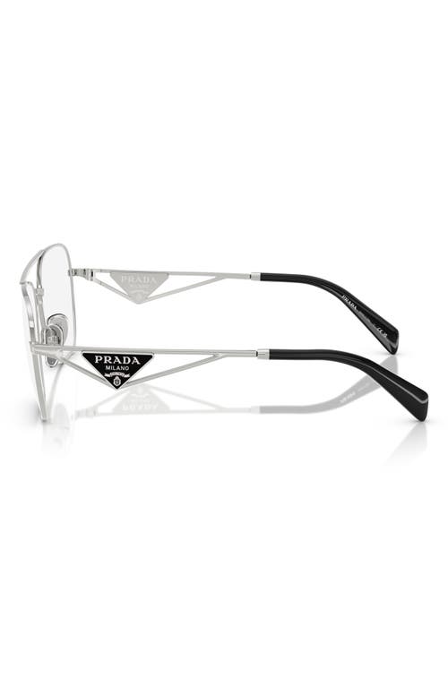 Prada 57mm Pilot Optical Glasses In Silver