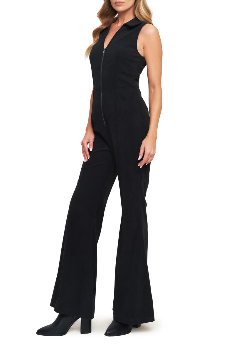 Sleeveless Corduroy Flare Jumpsuit, Alternate, color, BLACK