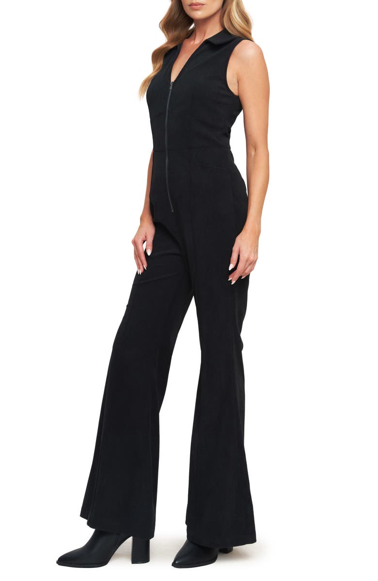 FLYING TOMATO Sleeveless Corduroy Flare Jumpsuit, Alternate, color, Black