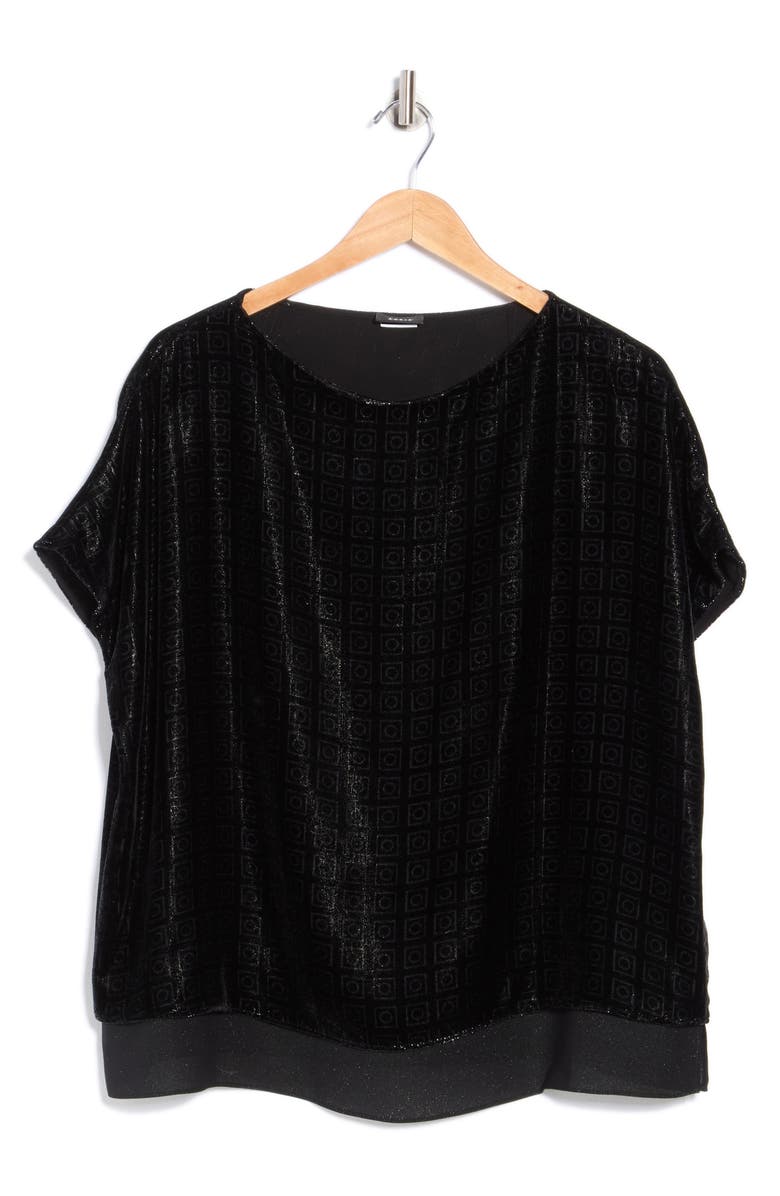Akris Short Sleeve Velvet Top, Main, color, 009-Black