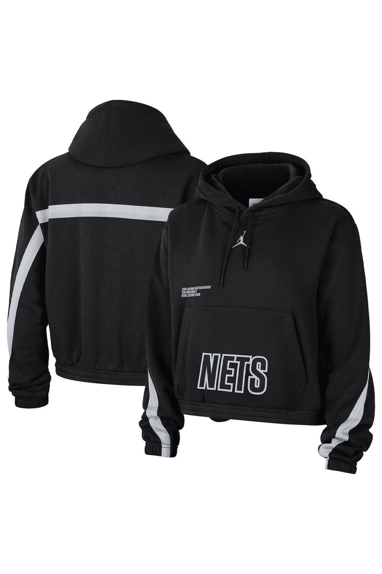 Women's Jordan Brand Black Brooklyn Nets Courtside Statement Edition Pullover Hoodie, Main, color, Black