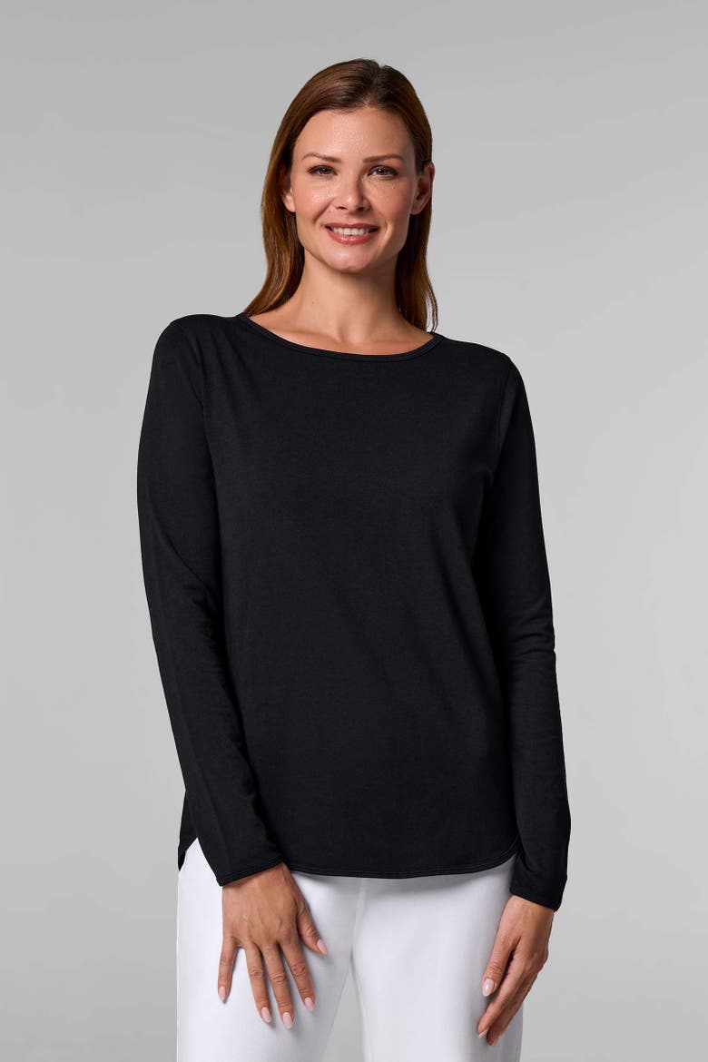 Women's Heyday Side Split Long Sleeve Shirt, UPF 50+ Sun Protection, Alternate, color, Black