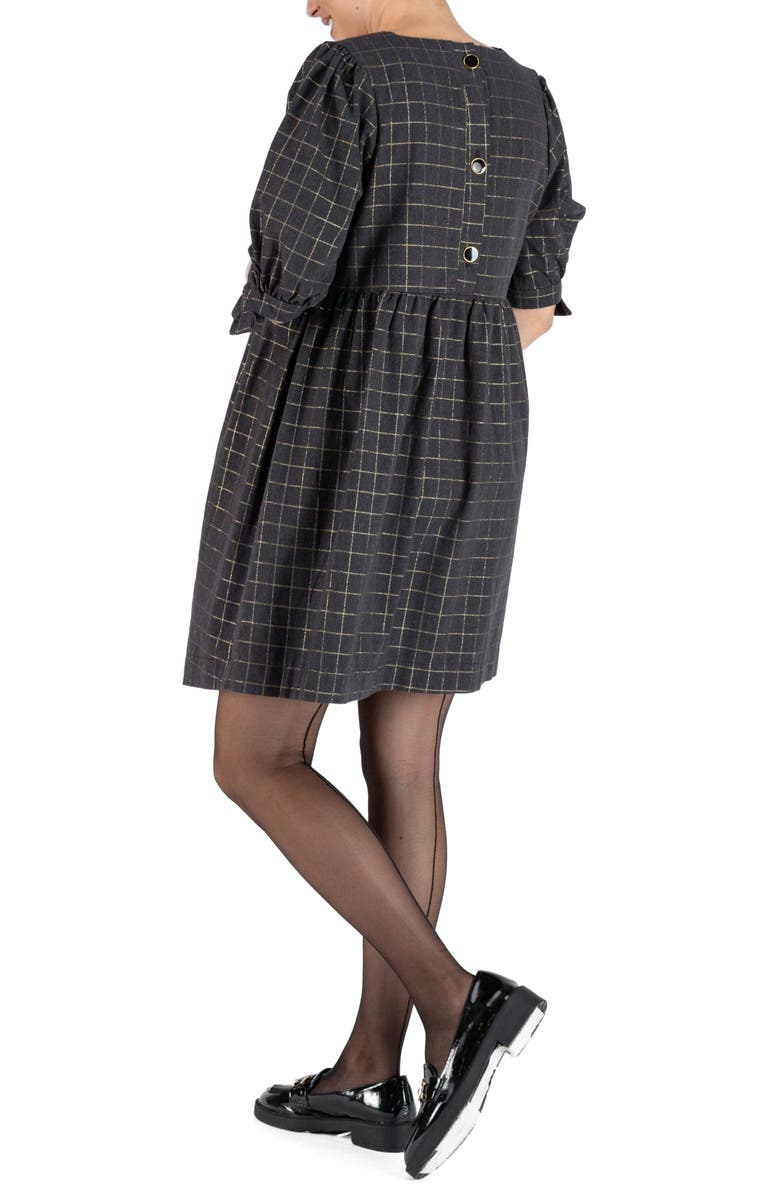 Cache Coeur Janis Windowpane Plaid Tie Sleeve Maternity/Nursing Dress, Alternate, color, 