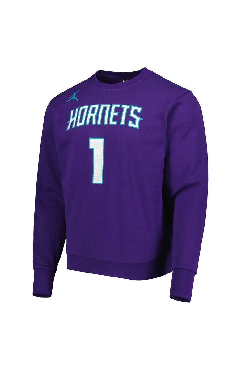 Jordan Brand Men's Jordan Brand LaMelo Ball Purple Charlotte Hornets Statement Name & Number Pullover Sweatshirt, Alternate, color, Purple