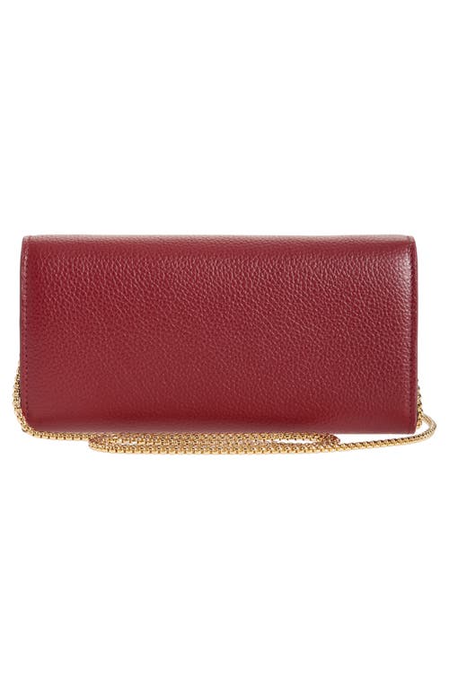 Ferragamo Double Gancio Leather Wallet On Chain In Borgogna