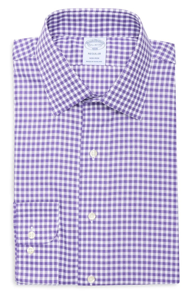 Brooks Brothers Regular Fit Non-Iron Cotton Button-Down Shirt, Main, color, Purpleging