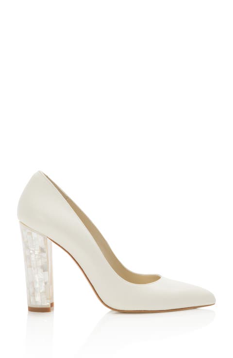 Camille Pointed Toe Pearl Heel Pump