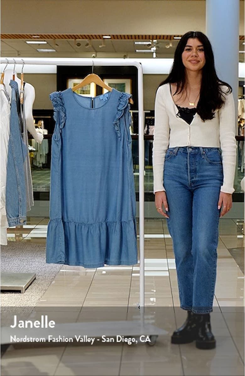 Ruffle Trim Chambray Shift Dress, sales video thumbnail