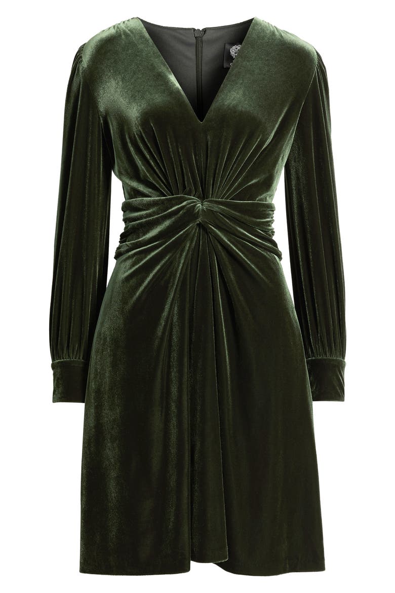 Twist Front Long Sleeve Velvet Dress, Alternate, color, MOS