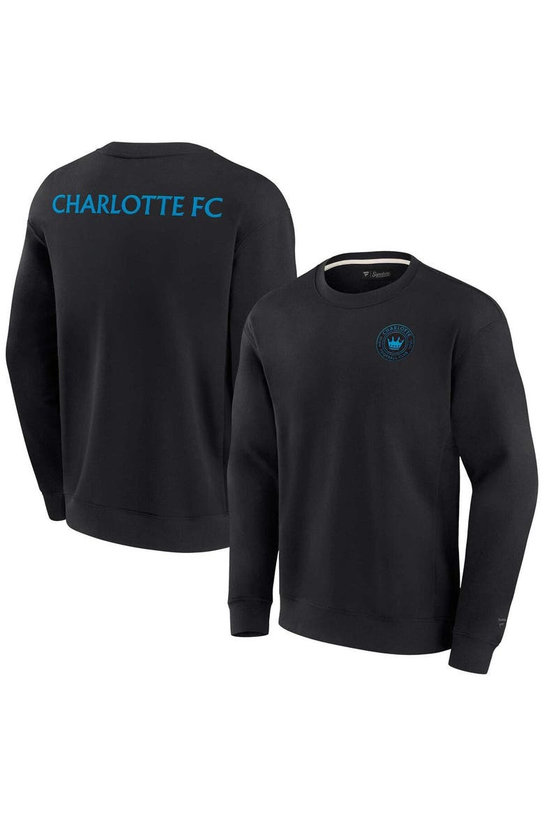 Unisex Fanatics Signature Black Charlotte FC Super Soft Pullover Crew Sweatshirt, Main, color, Black