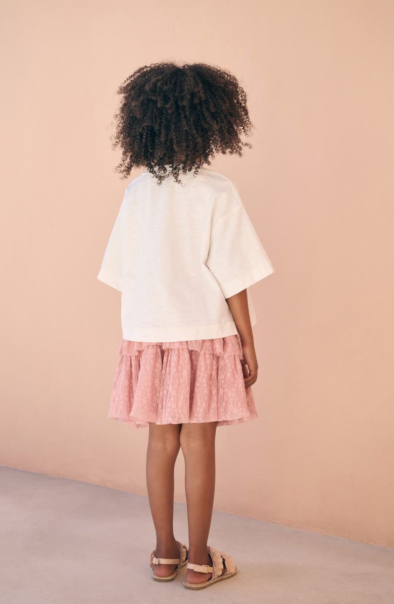 NEXT Kids' Boxy Graphic T-Shirt & Tiered Lace Skirt Set, Alternate, color, Orange