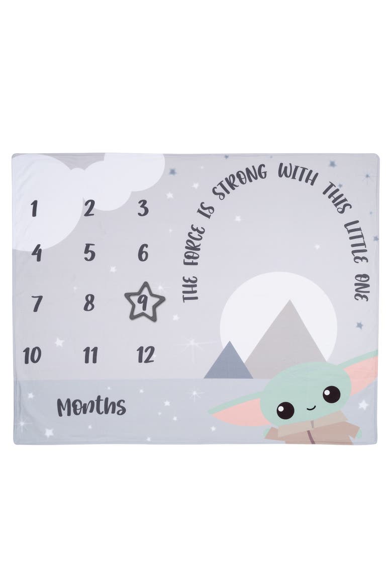 Star Wars The Child/Grogu/Baby Yoda Fleece Milestone Blanket w/ Star, Alternate, color, Gray