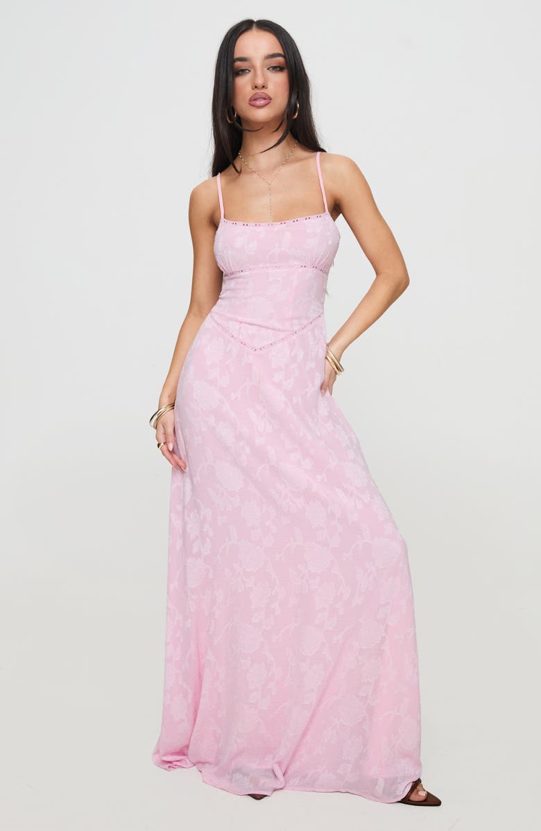 Princess Polly South of France Floral Burnout Maxi Dress, Alternate, color, Pink