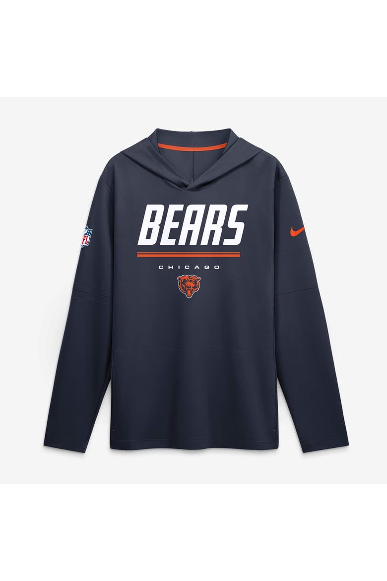 Men's Nike Navy Chicago Bears Big & Tall Sideline Game On Lightweight Hooded Long Sleeve Dri-FIT Top, Main, color, Navy