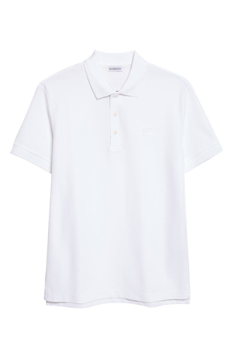 Burberry Eddie Equestrian Knight Design Cotton Piqué Polo, Main, color, White