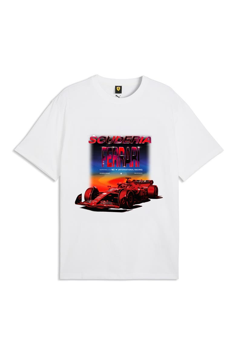 Scuderia Ferrari Tribes Cotton Graphic T-Shirt, Alternate, color, PUMA WHITE