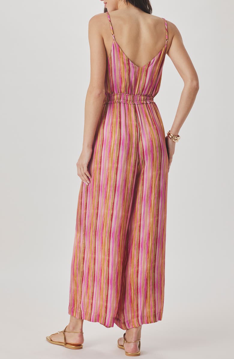 Splendid Kelsea Stripe Crop Wide Leg Jumpsuit, Alternate, color, Fuchsia Pink/ Multi