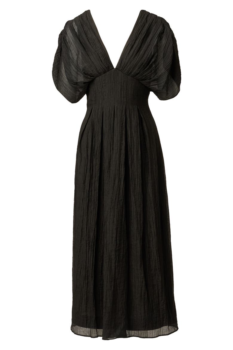 Organdy Crinkle Maxi Dress, Alternate, color, BLACK