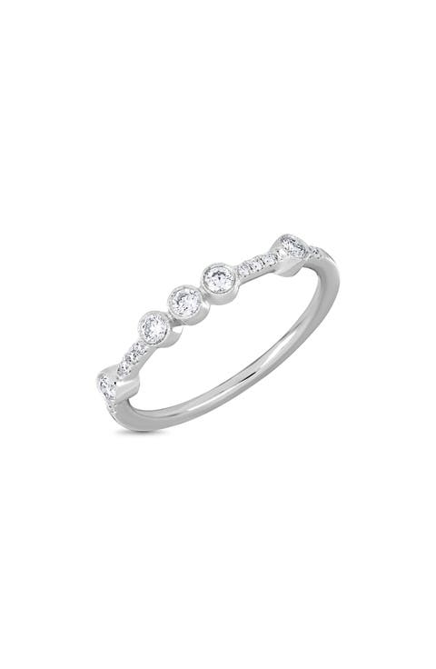 Monaco 18K White Gold Diamond Stackable Ring