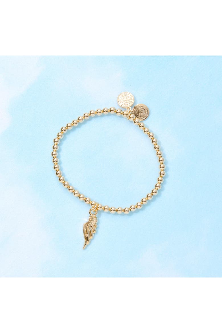 Angel Wing Stretch Beaded Bracelet, Alternate, color, Gold