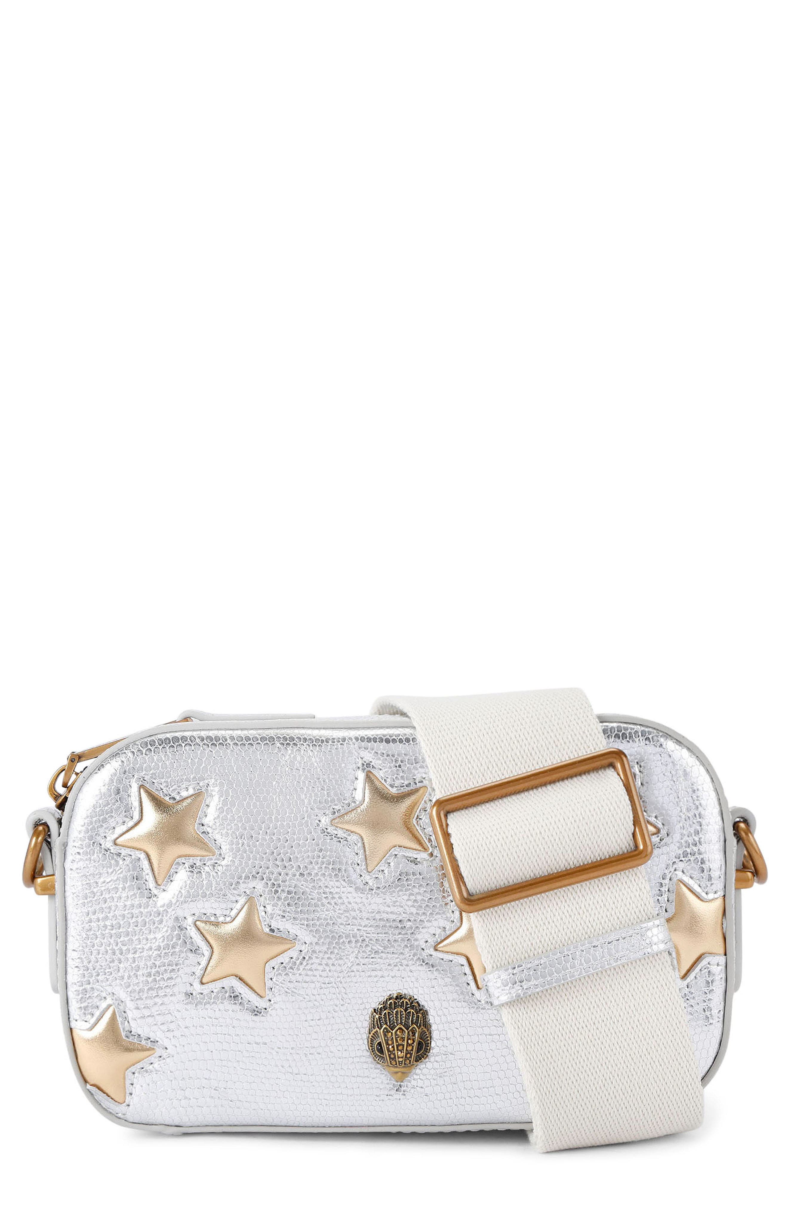 Kurt Geiger London Small Kensington Star Leather Camera Bag in Open Grey 