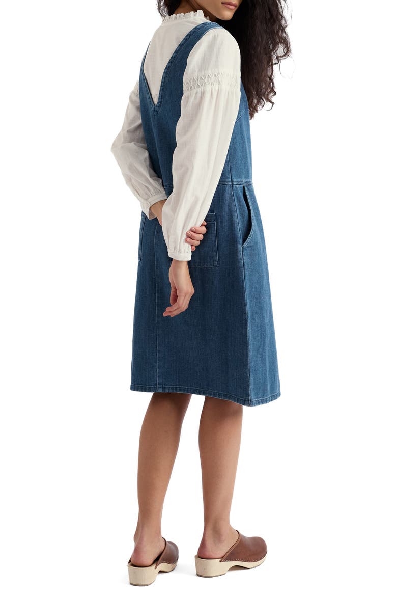 Salt Weave Denim Pinafore Dress, Alternate, color, MID WASH