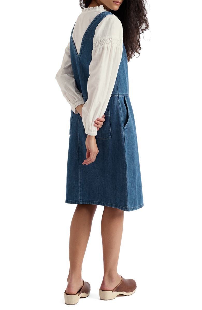 Seasalt Cornwall Salt Weave Denim Pinafore Dress, Alternate, color, Mid Wash