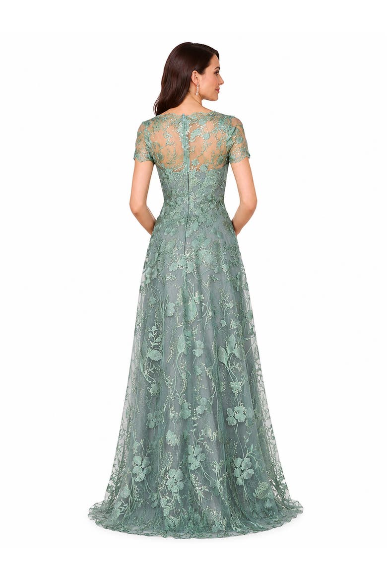 Beaded Faux-Wrap V-Neck Bridal Gown, Alternate, color, Green