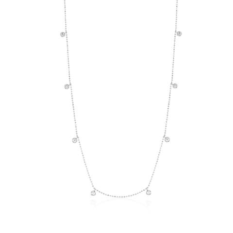 14K White Gold 0.29cttw Diamond Station Necklace