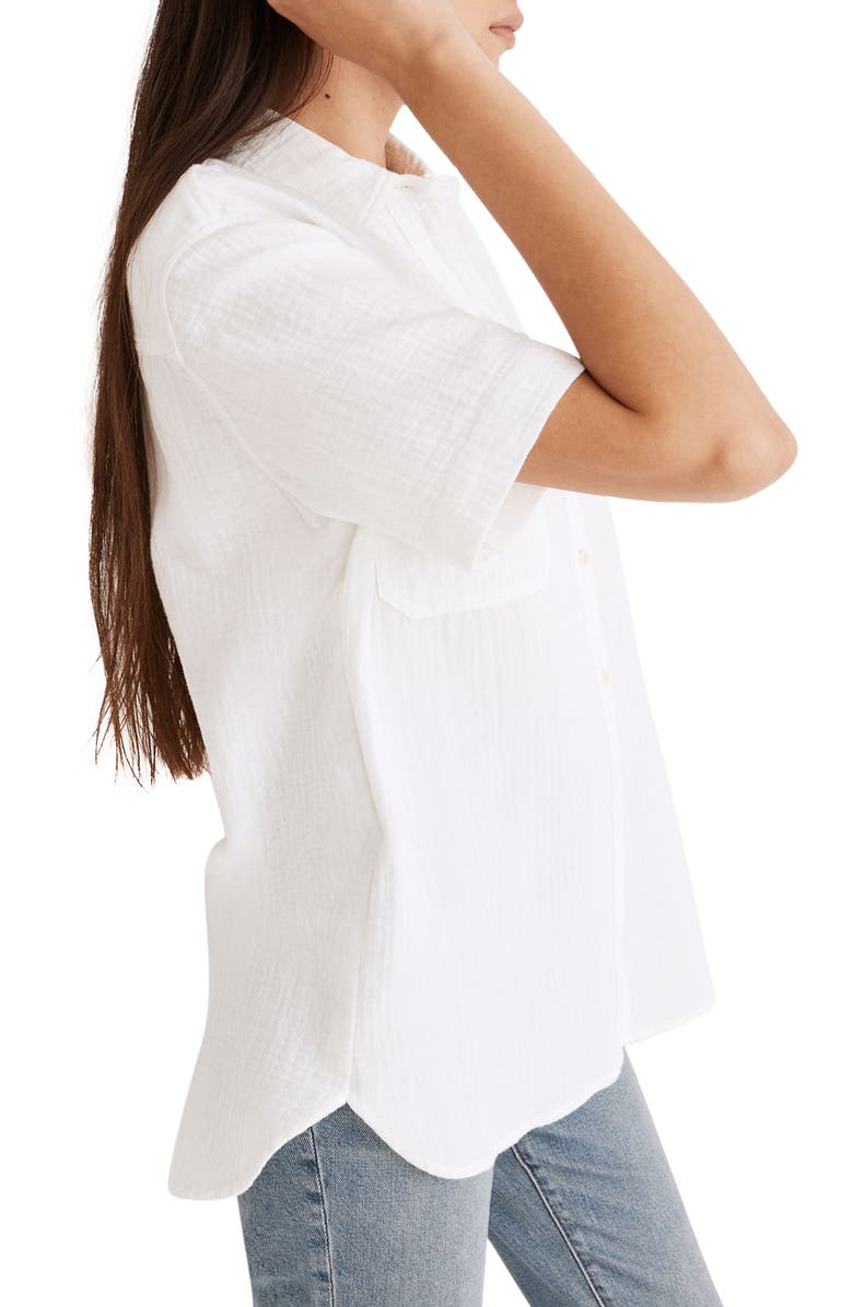 Madewell Lightspun Flap Pocket Short Sleeve Button-Up Shirt, Alternate, color, 
